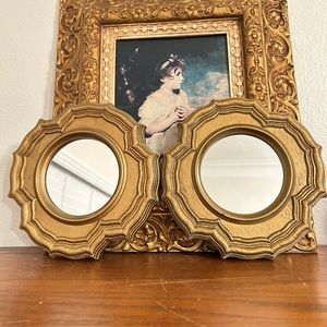 vintage Burwood scalloped mirror pair